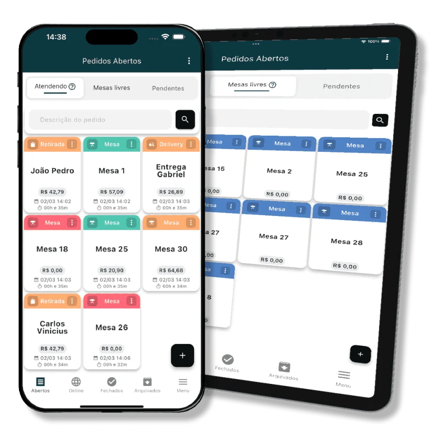 Aplicativo ComandaON para smartphone